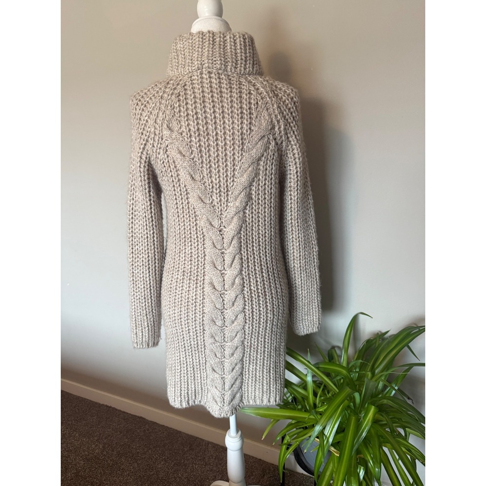 Italian Cardigan Sweater Jacket Beige GUC Cable Knit Alpaca Blend Fisherman S - Picture 6 of 9